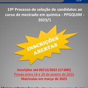 O Programa de Pós-Graduação em Química divulga Processo Seletivo Folder